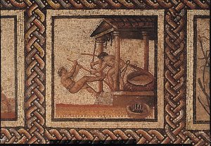 Olive Pressing (mosaic), originally from Saint-Romain-en-Gal by Roman